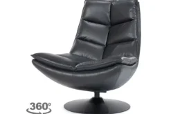 Draaifauteuil - zwart boho leder | 95939 Sven