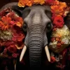 Glasschilderij Olifant met Bloemen en Vogels 110160-200