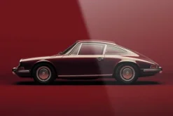 Glasschilderij Vintage Porsche Red