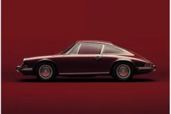 Glasschilderij Vintage Porsche Red