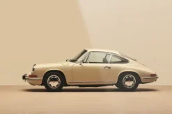 Glasschilderij Vintage Porsche Beige
