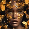 Glasschilderij Vrouw met Gouden Vlinders 110160BS-647